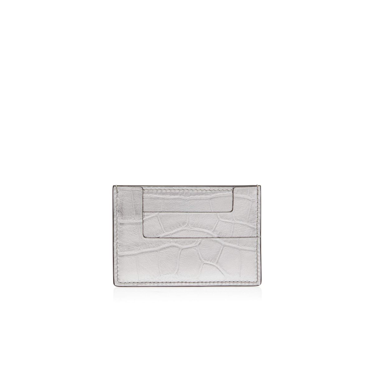 Tom Ford Metallic Stamped Läder Klassiska Tf Card Holder Liten Plånbok Dam Silver | 296NXCHAJ