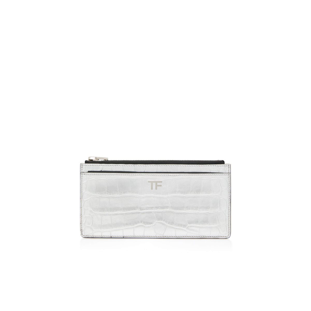 Tom Ford Metallic Stamped Läder Multifunctional Wallet Liten Plånbok Dam Silver | 720NVZEDI