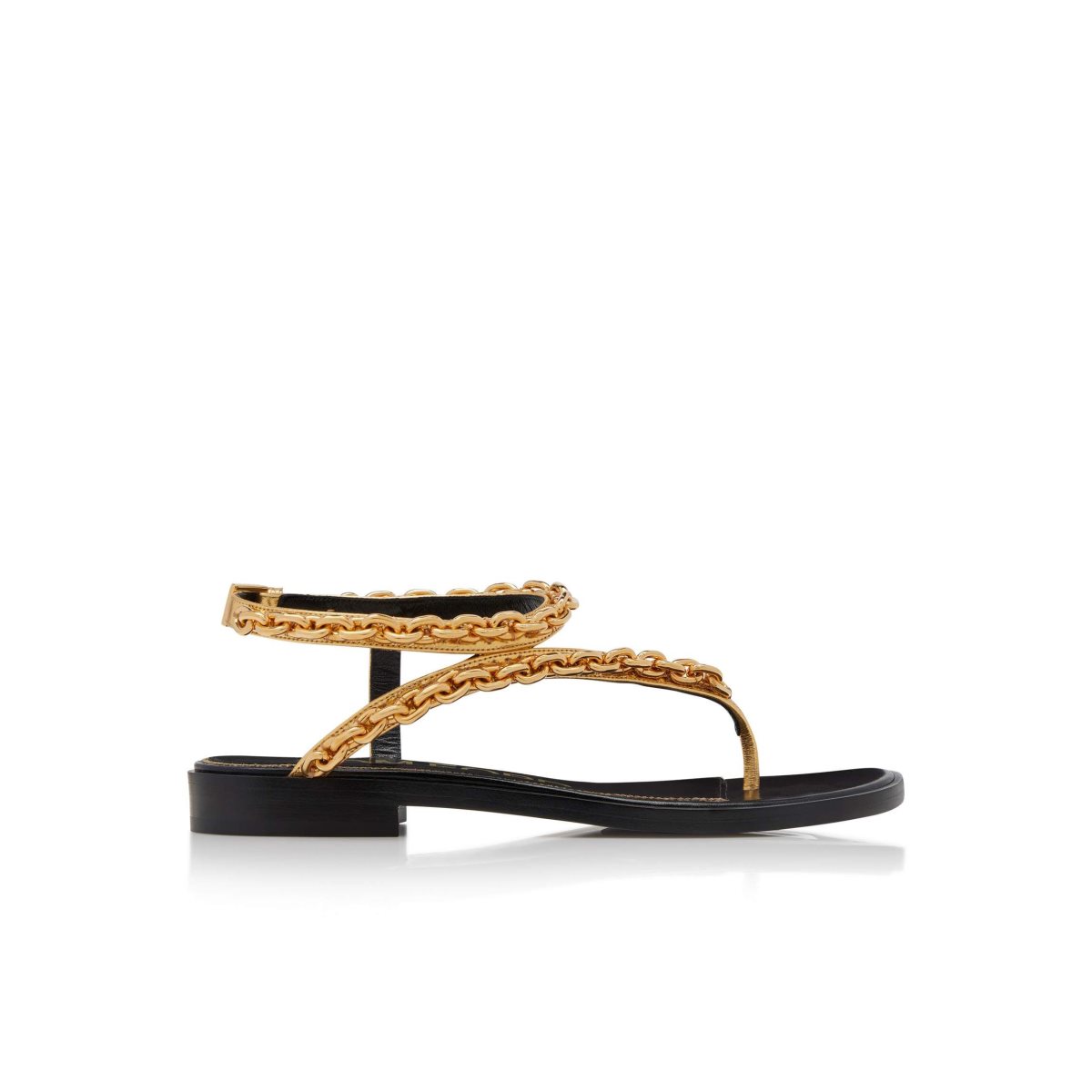 Tom Ford Mirror Läder Curve Chain String Sandal Platta Skor Dam Guld | 968LEPMIU