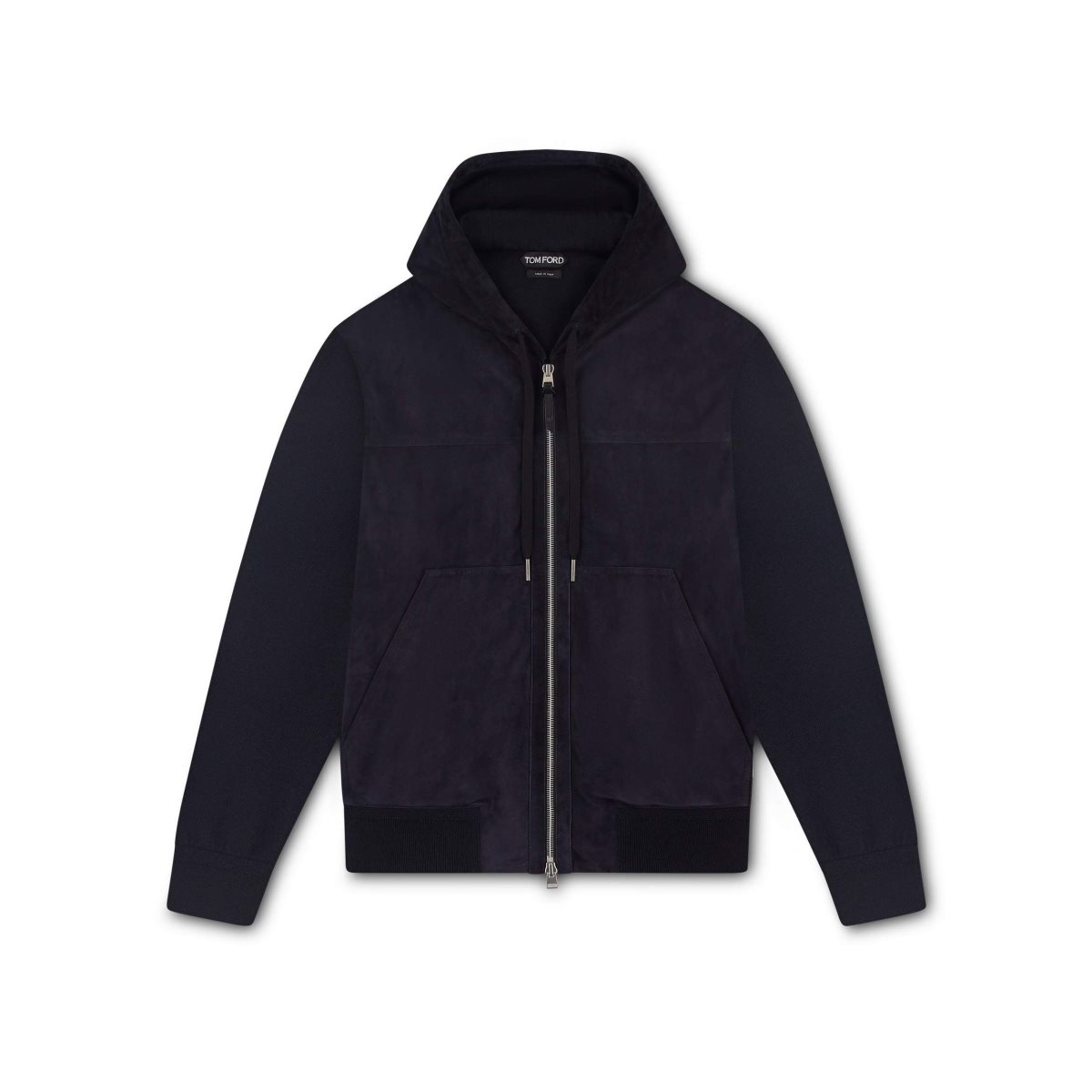 Tom Ford Mocka Front Merino Hoodie Stickat Herr Marinblå | 907PELCHW