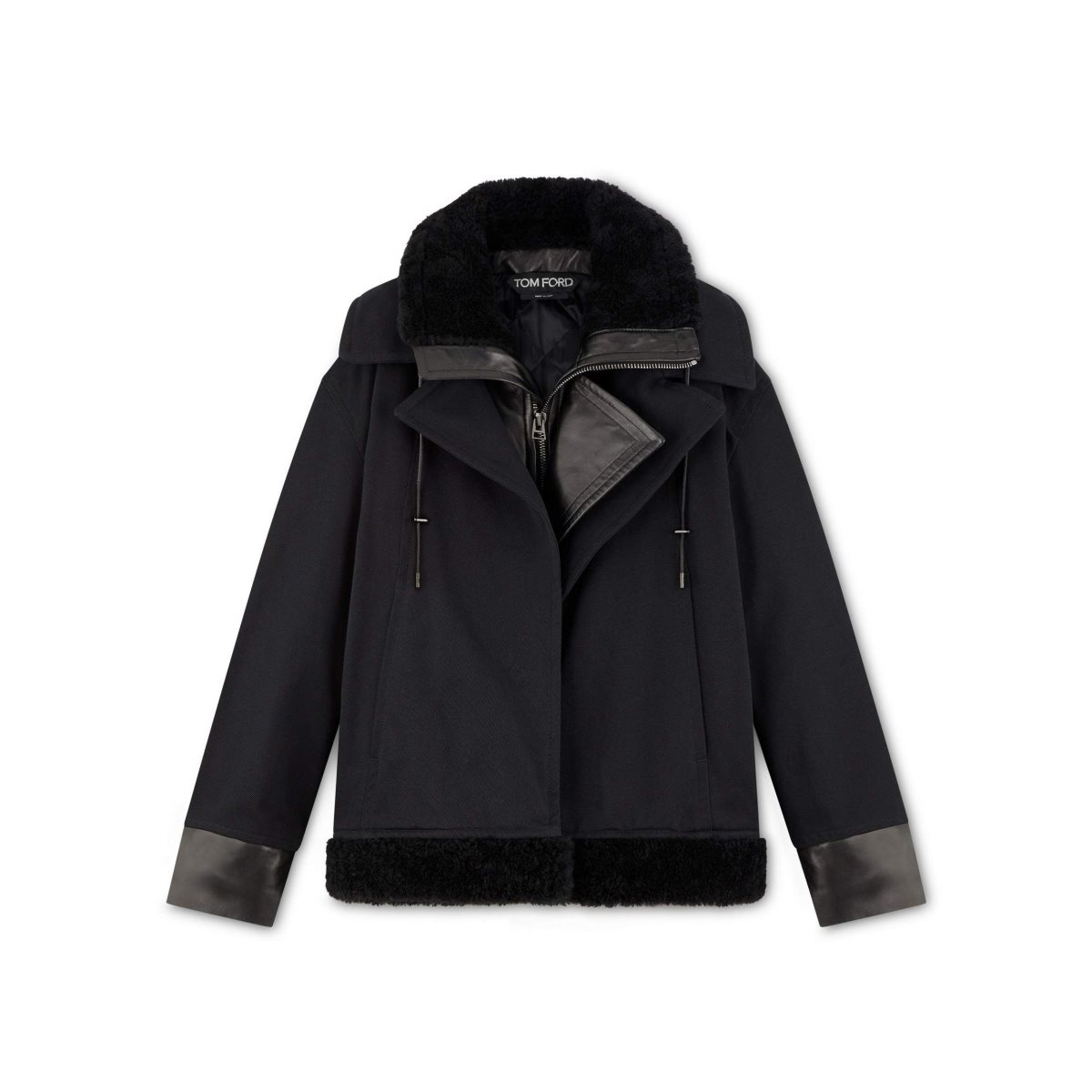 Tom Ford Mocka Shearling & Bomull Drill Blouson Ytterkläder Dam Svarta | 802PHTFIG