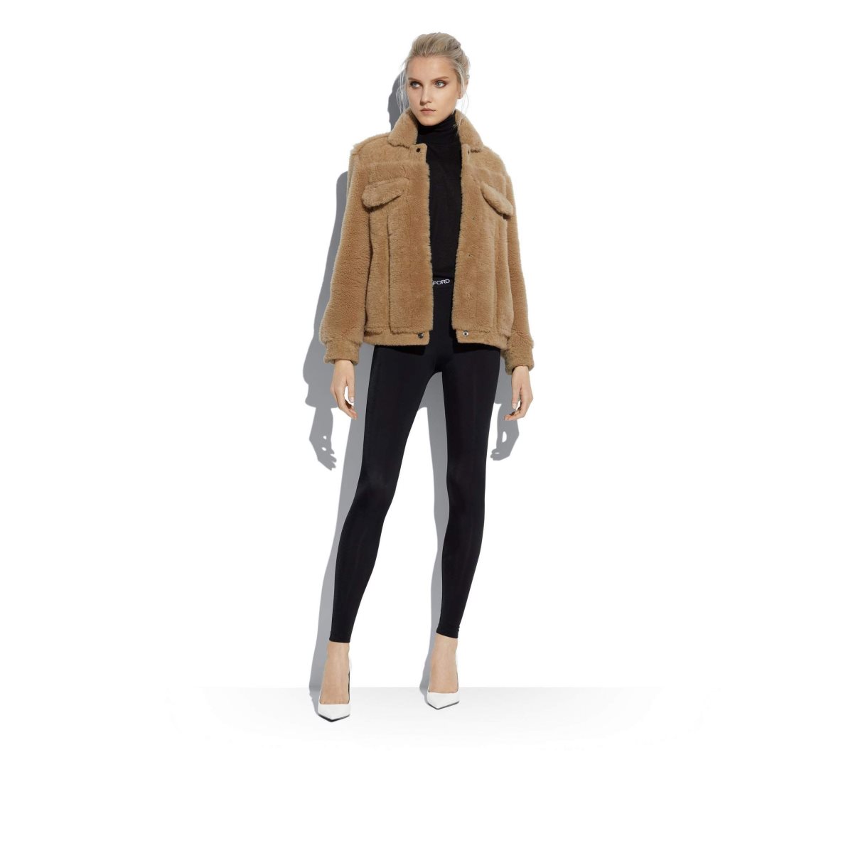 Tom Ford Nappa Shearling Jean Jacket Ytterkläder Dam Beige | 513JMFTPN