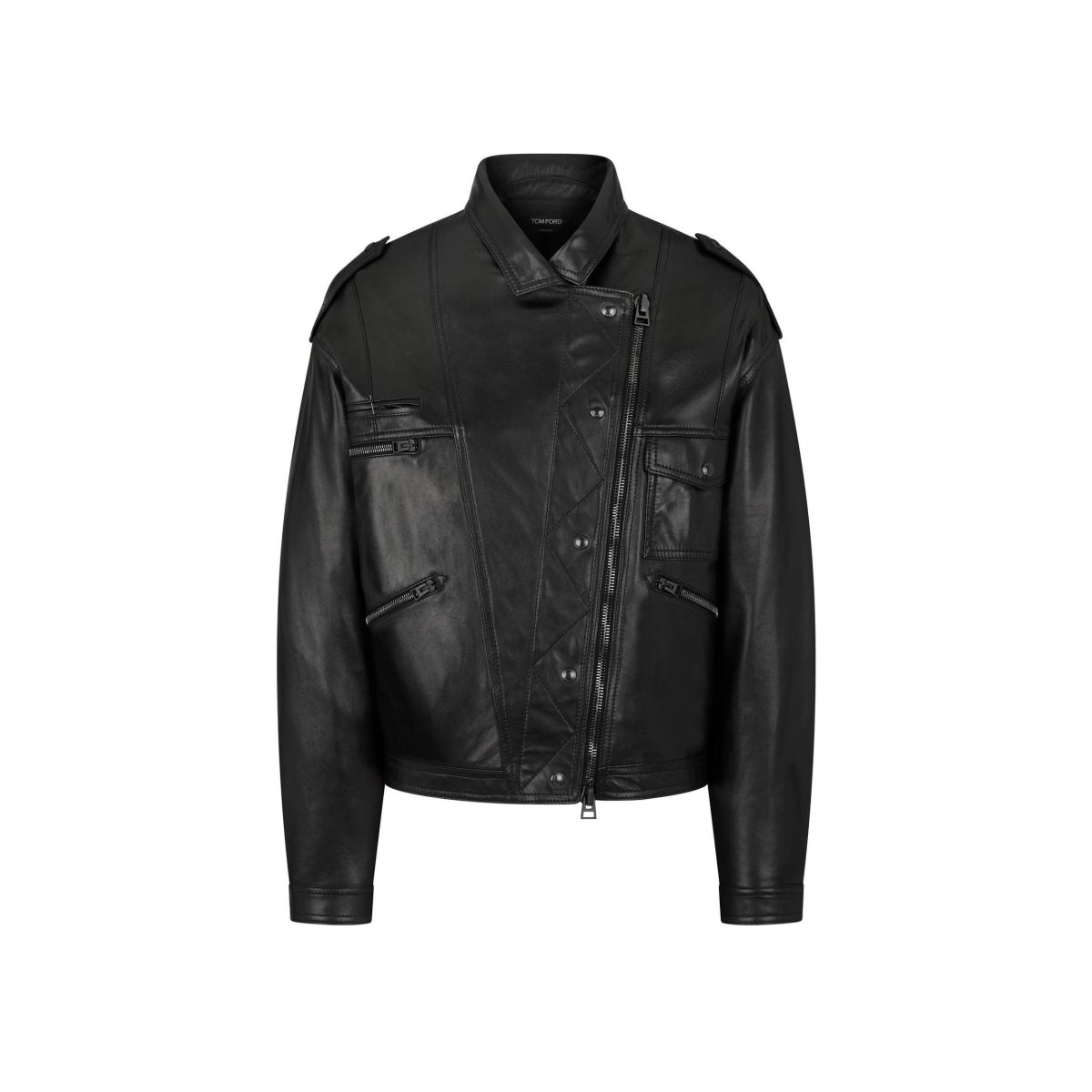 Tom Ford New Plonge Läder Biker Jacket Ytterkläder Dam Svarta | 835EOJAQR