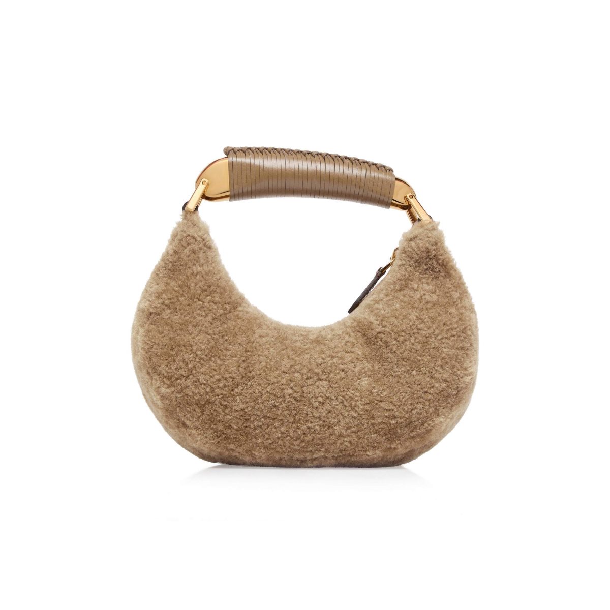 Tom Ford Shearling Bianca Mini Hobo Axelväska Dam Beige | 608ZQPYAO