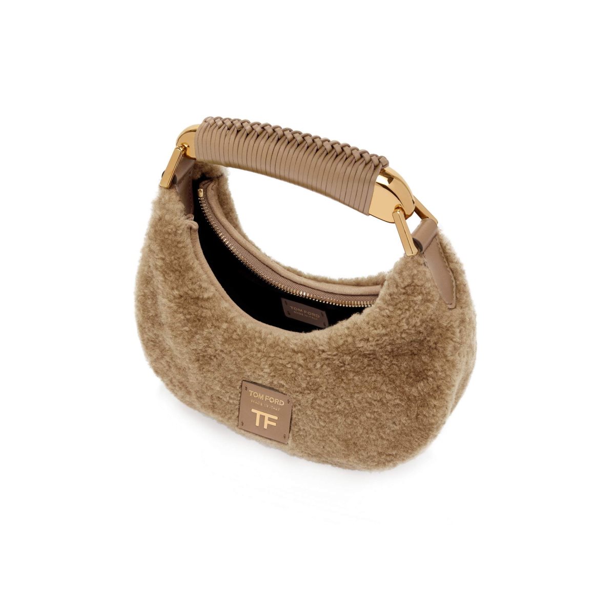 Tom Ford Shearling Bianca Mini Hobo Axelväska Dam Beige | 608ZQPYAO