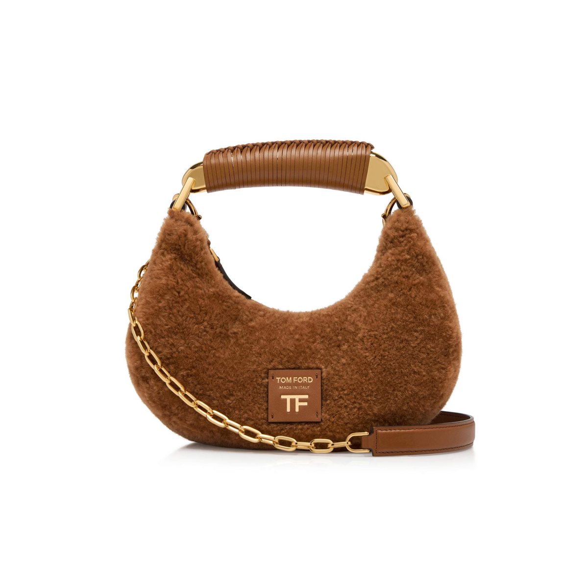 Tom Ford Shearling Bianca Mini Hobo Axelväska Dam Bruna | 753DEFRSQ