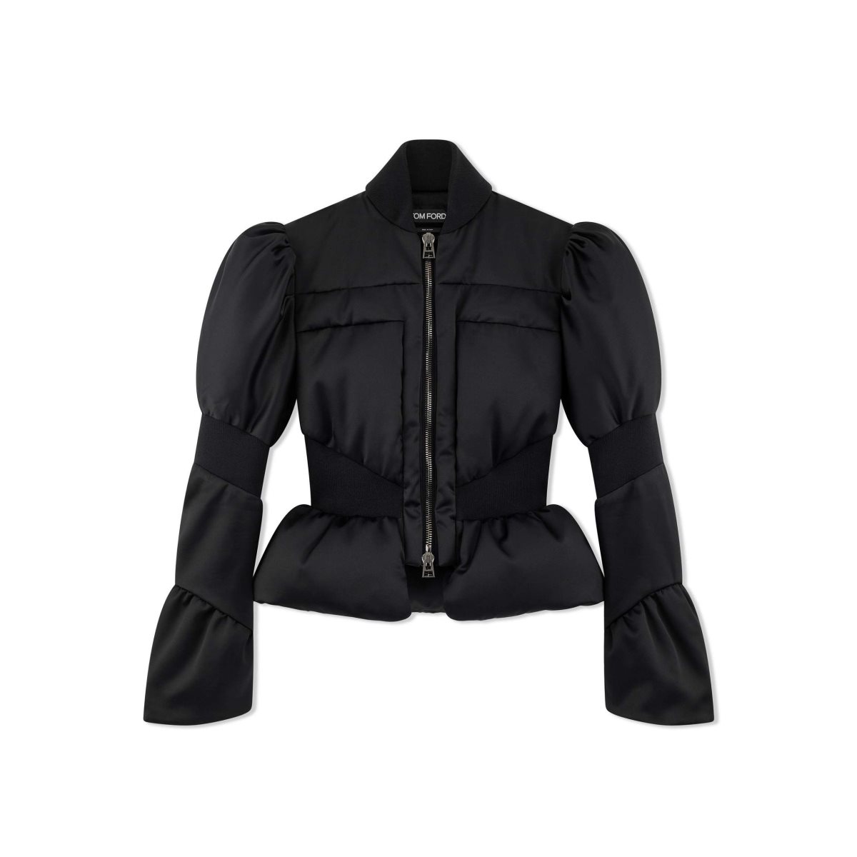 Tom Ford Shine Tailoring Down Filled Peplum Jacka Dam Svarta | 586DVFRKW