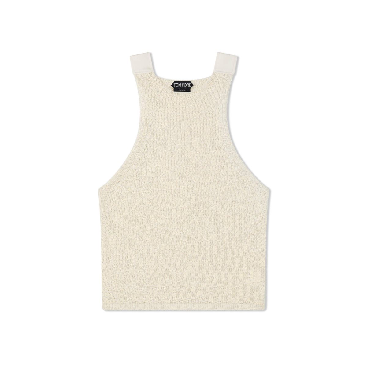 Tom Ford Shiny Rafia Tank Top Stickat Dam Chalk | 283BSGLFY