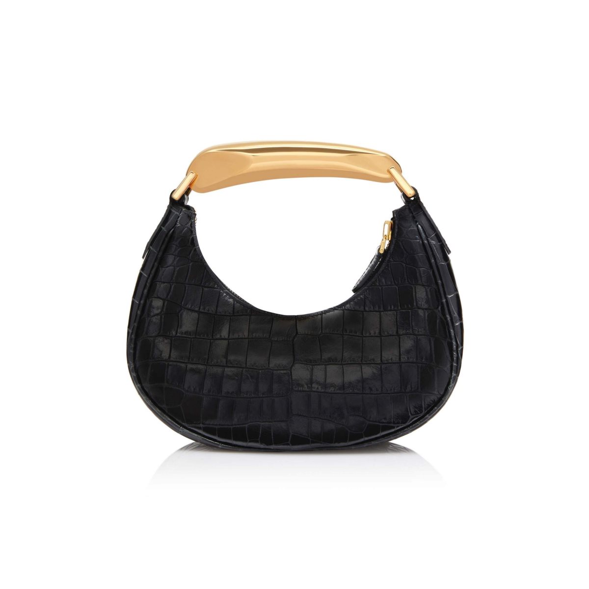 Tom Ford Shiny Stamped Crocodile Läder Bianca Mini Hobo Axelväska Dam Svarta | 921IFDXEC