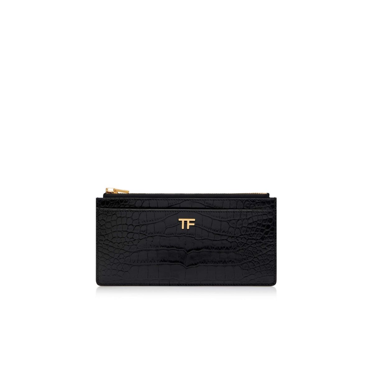 Tom Ford Shiny Stamped Crocodile Läder Klassiska Tf Multifunctional Wallet Liten Plånbok Dam Svarta | 093NRAVHB