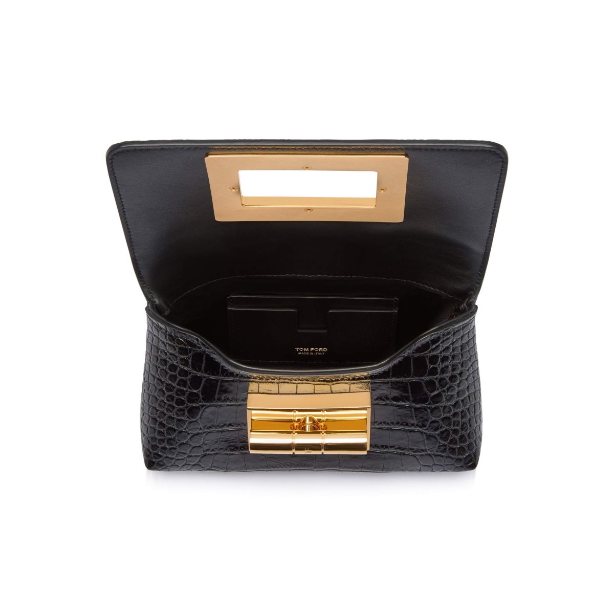 Tom Ford Shiny Stamped Crocodile Läder Natalia Mini Crossbody Väska Dam Svarta | 240MYUIFR