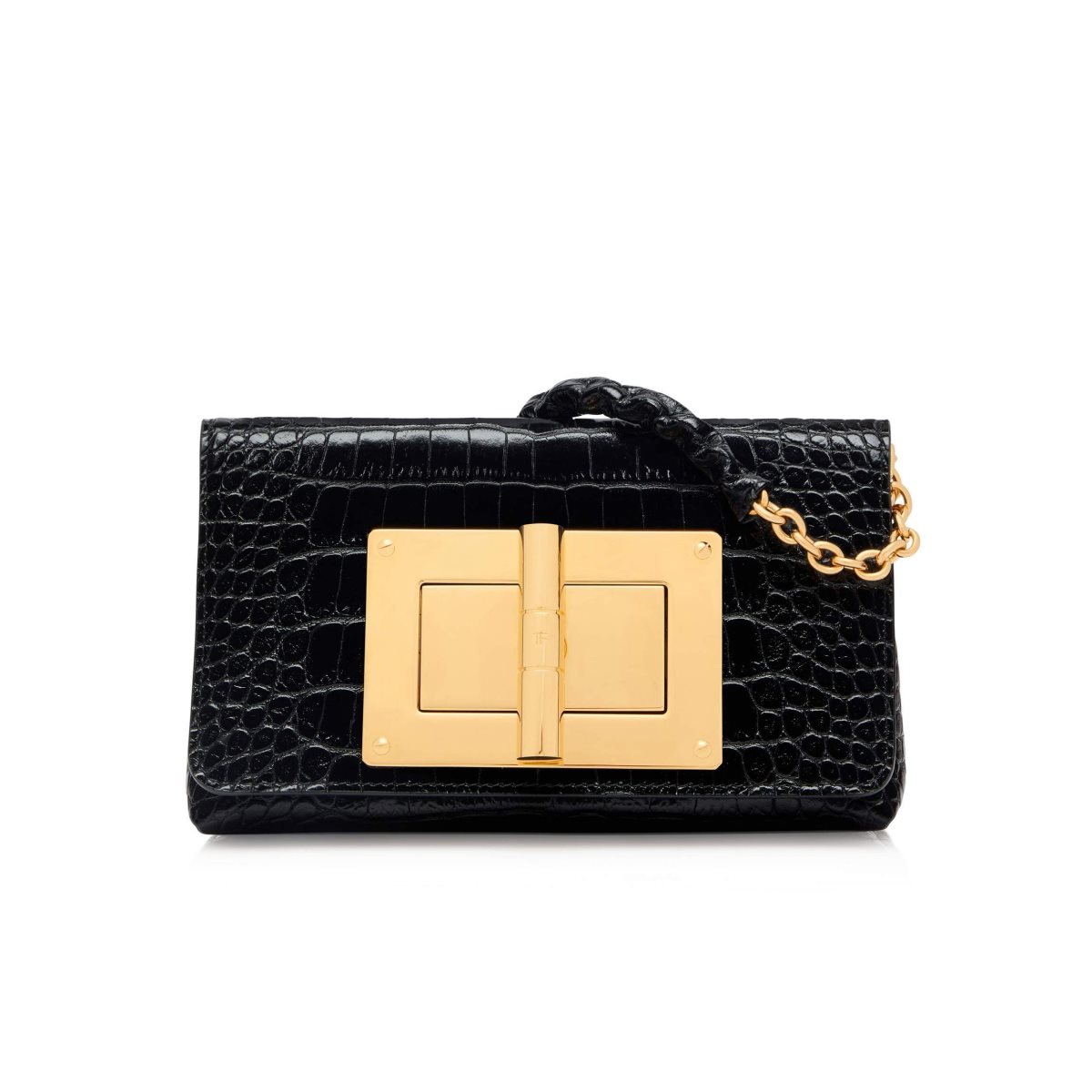 Tom Ford Shiny Stamped Crocodile Läder Natalia Mini Crossbody Väska Dam Svarta | 240MYUIFR