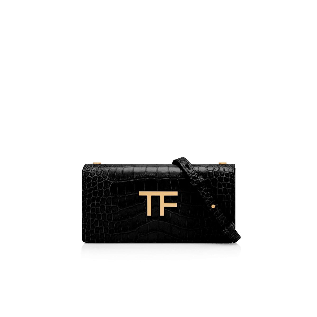 Tom Ford Shiny Stamped Crocodile Läder Tf Crossbody Väska Dam Svarta | 654DETYIN