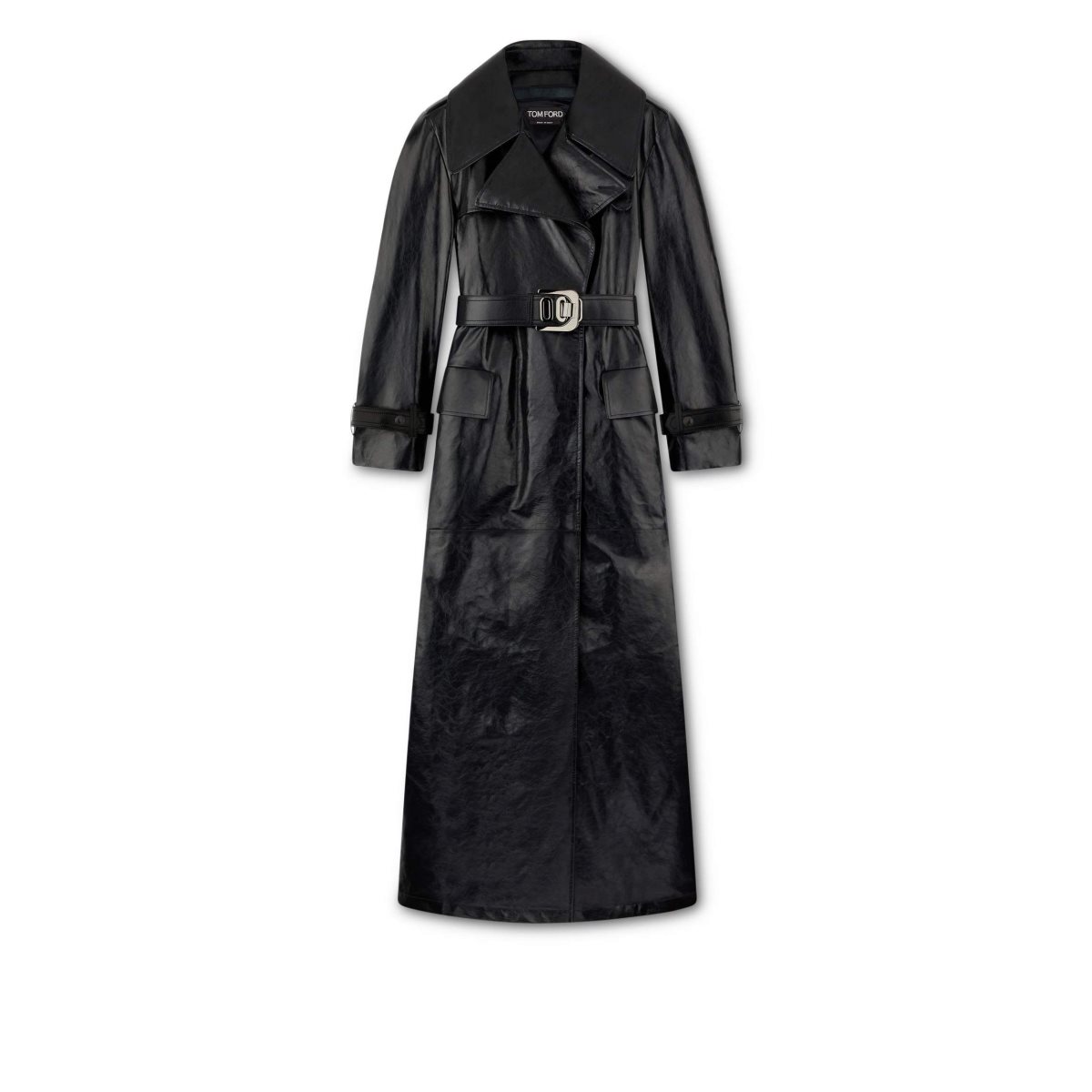 Tom Ford Shiny Textured Läder Trench Coat Ytterkläder Dam Svarta | 571CNWFOE