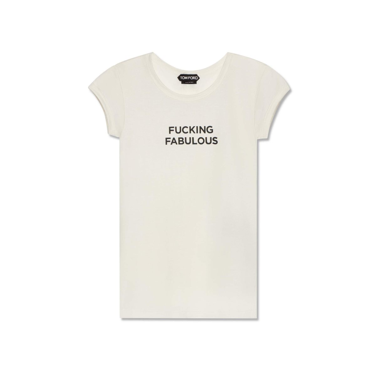 Tom Ford Silk Jersey \'Fucking Fabulous\' T-shirt Blast Dam Chalk | 923ZSPEQN