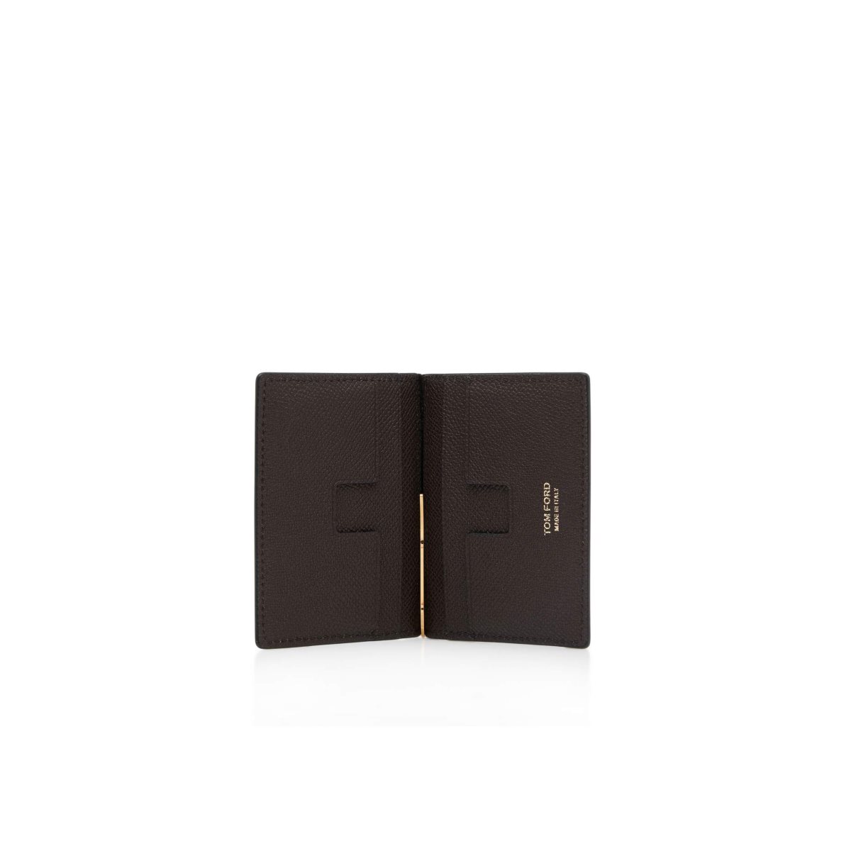 Tom Ford Small Grain Läder Folding Money Clip Cardholder Liten Plånbok Herr Bruna | 269AYQMZG