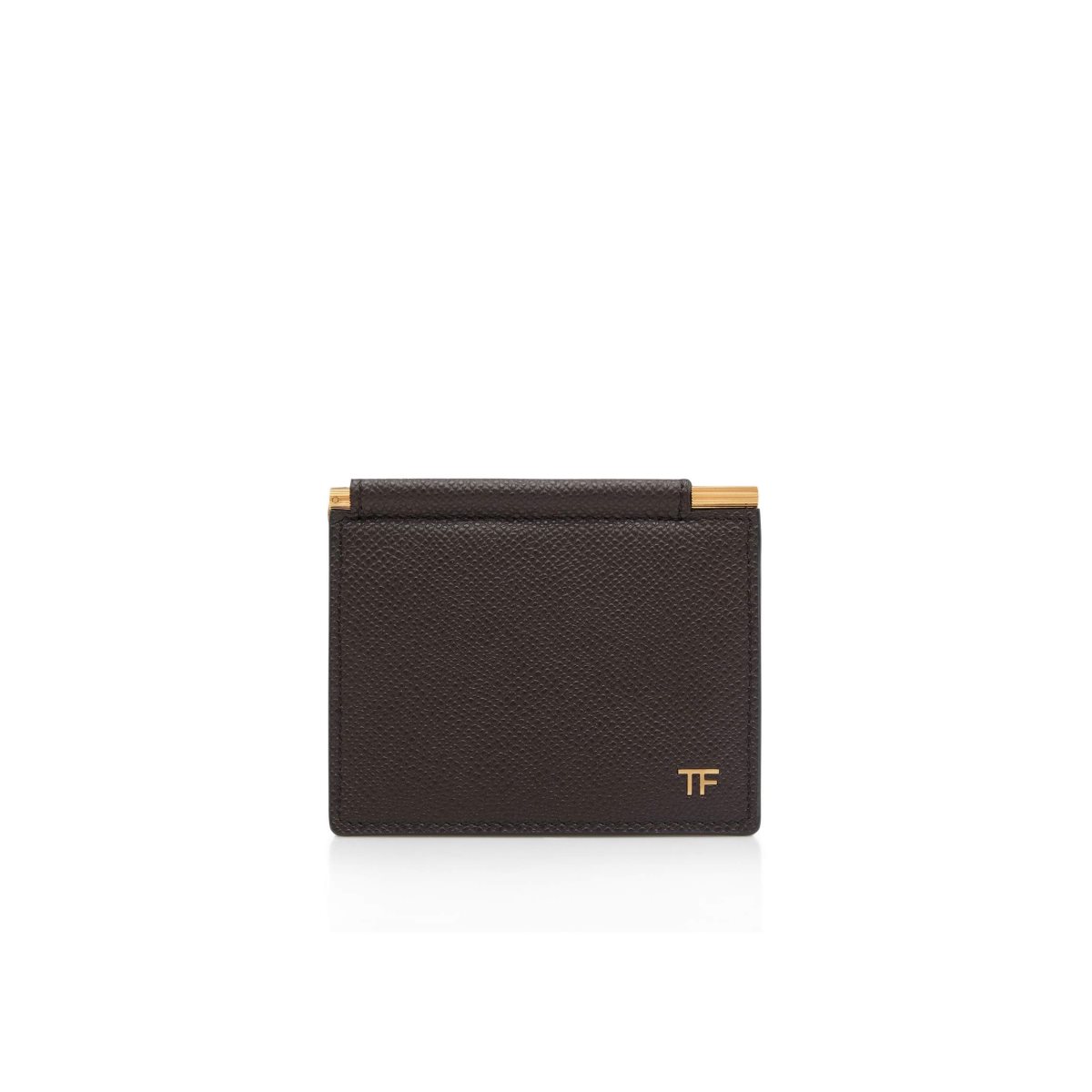 Tom Ford Small Grain Läder Folding Money Clip Cardholder Liten Plånbok Herr Bruna | 269AYQMZG