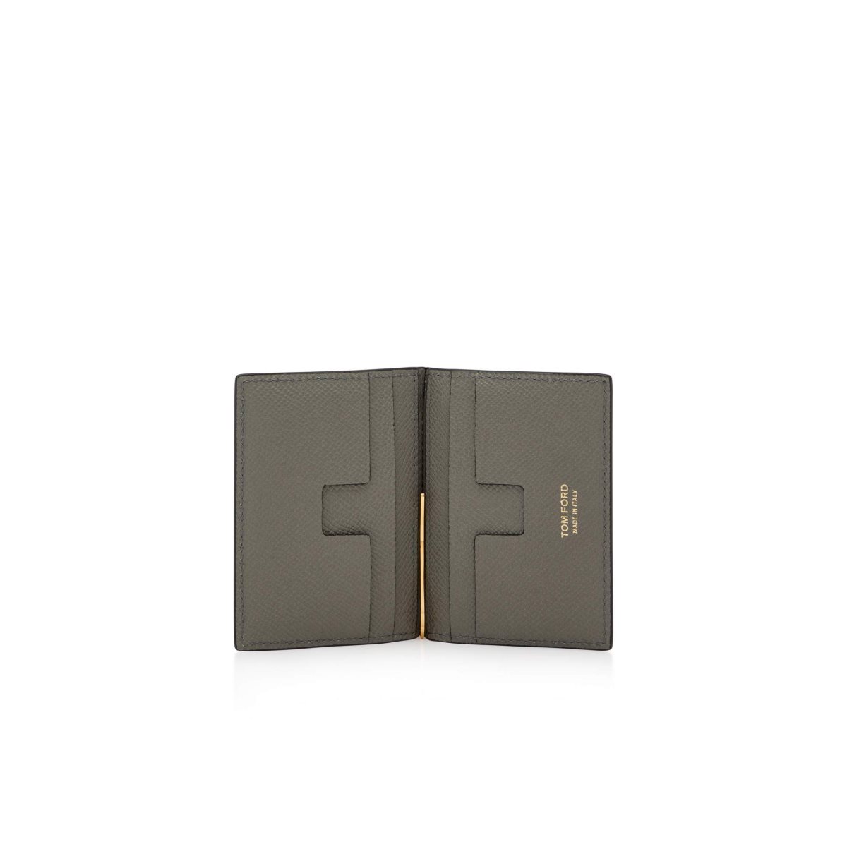 Tom Ford Small Grain Läder Folding Money Clip Cardholder Liten Plånbok Herr Grå | 983JLOWXN