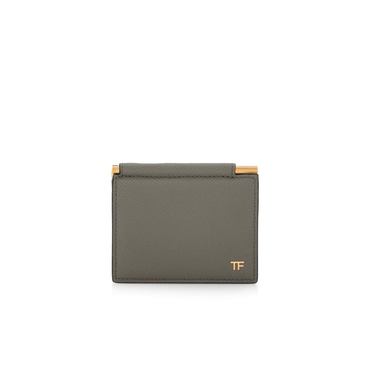 Tom Ford Small Grain Läder Folding Money Clip Cardholder Liten Plånbok Herr Grå | 983JLOWXN