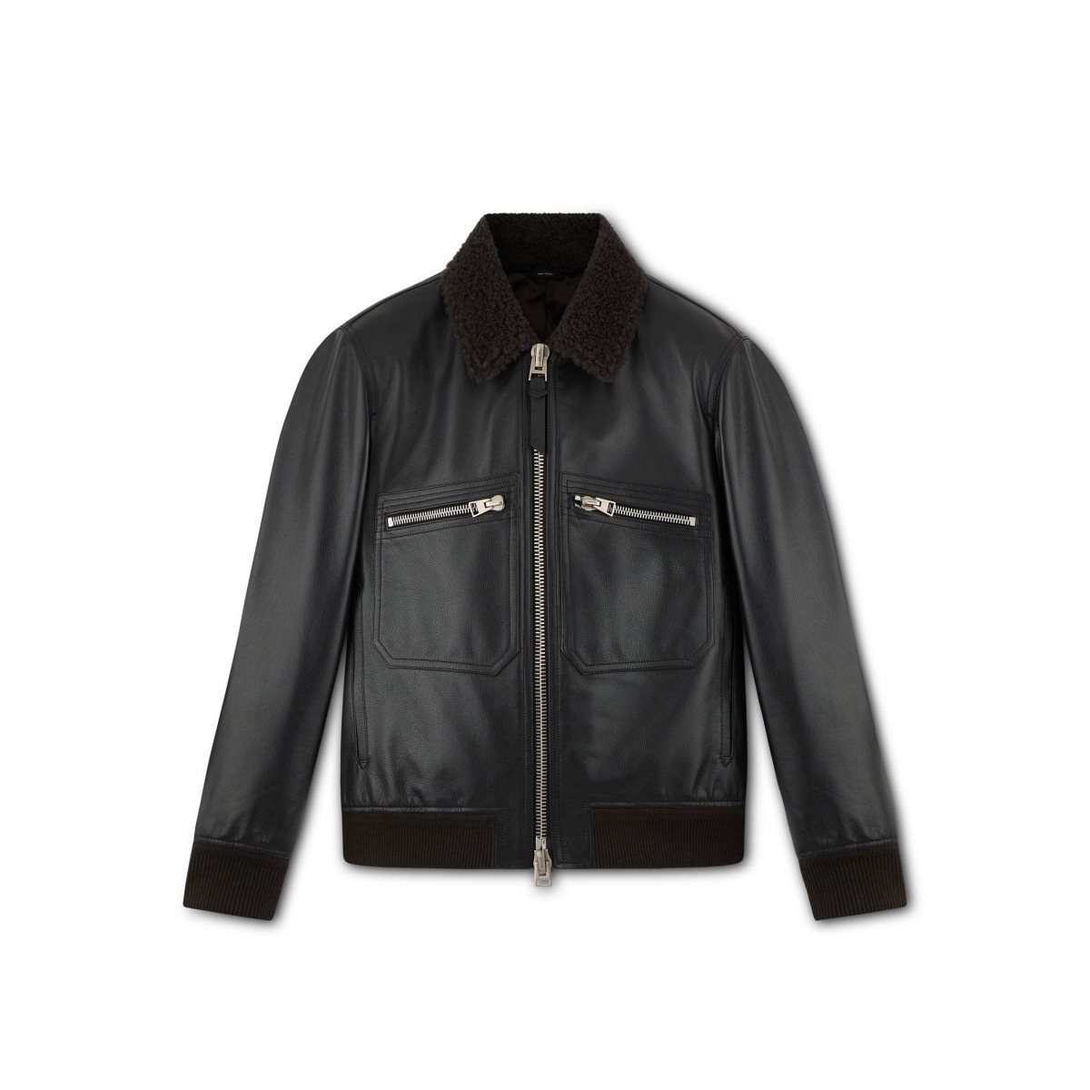 Tom Ford Small Grain Shearling Collar Flight Bomber Ytterkläder Herr Svarta | 657VPGTAF