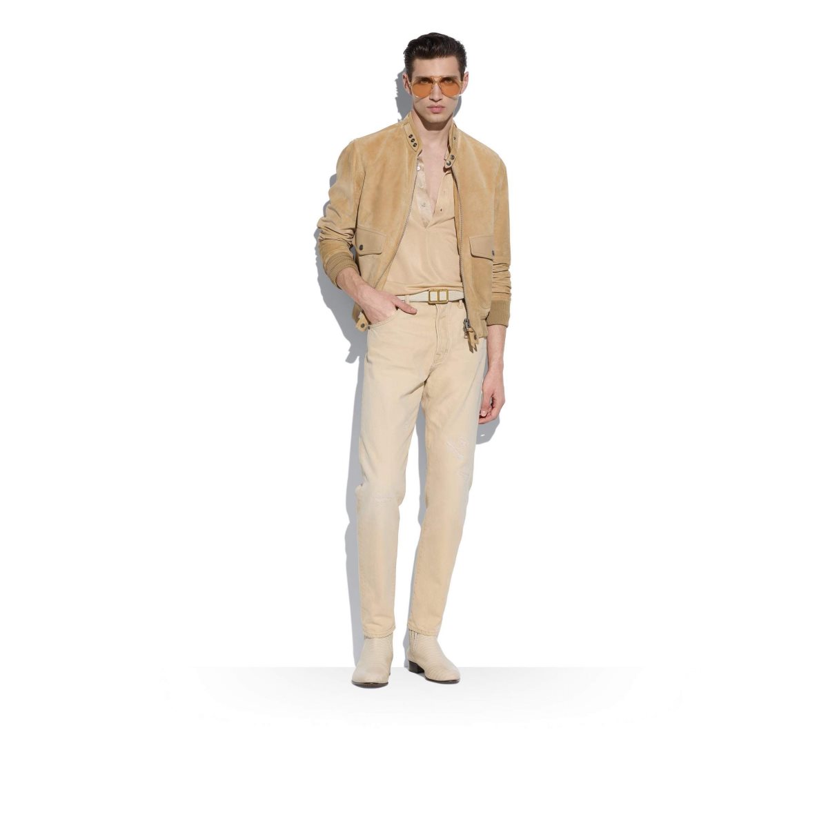 Tom Ford Soft Mocka 'Members Only' Jacket Ytterkläder Herr Bruna | 980DSIJGV