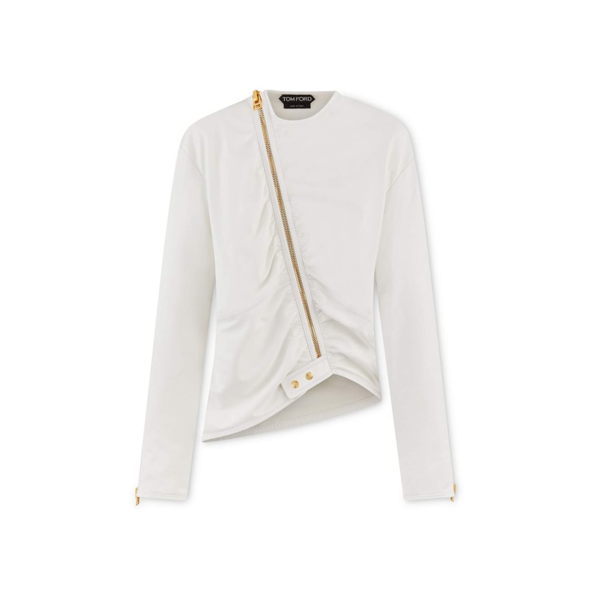 Tom Ford Soft Silk Nappa Ruched Jacket Ytterkläder Dam Chalk | 281RTNGJX