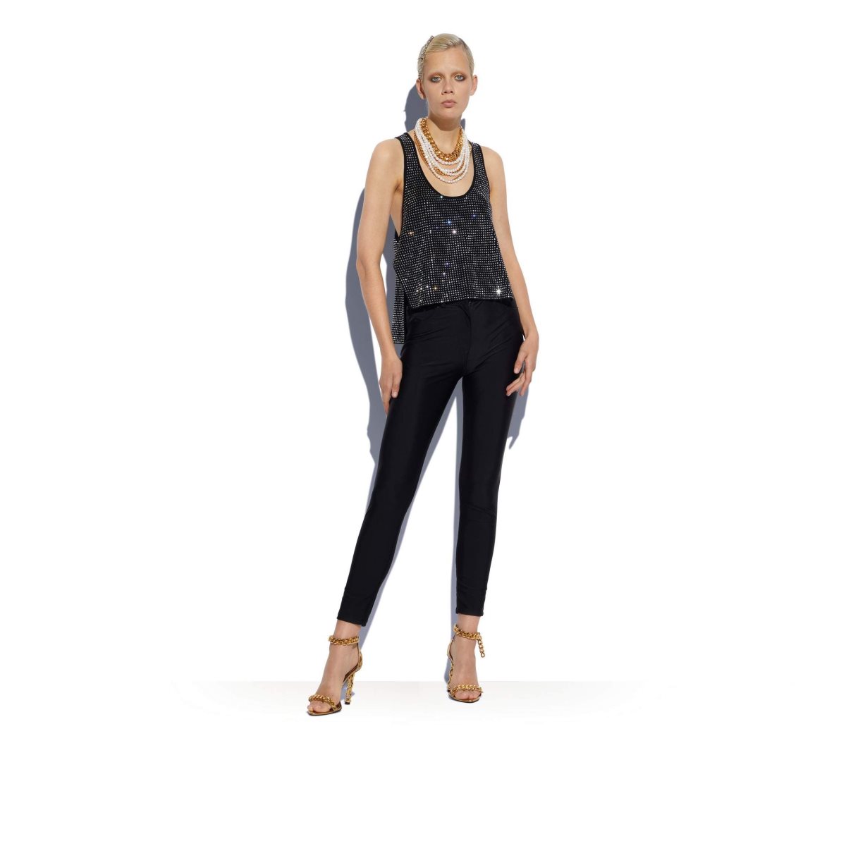 Tom Ford Sparkle Cashmere Asymmetric Tank Blast Dam Svarta | 291PTILXA