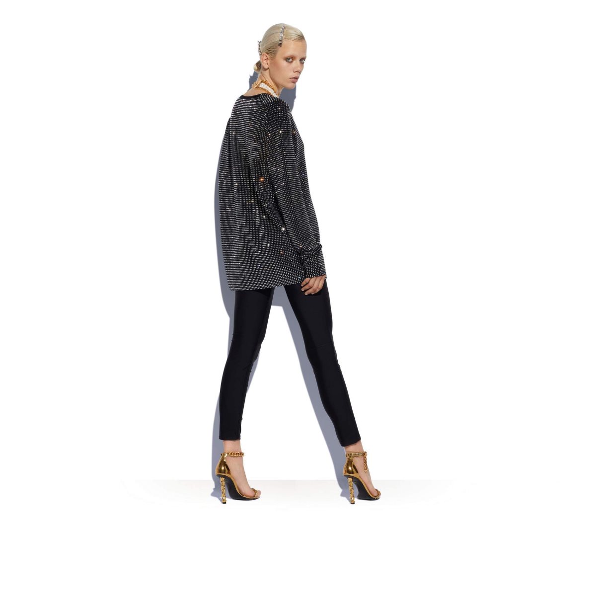 Tom Ford Sparkle Cashmere Slightly Oversize Stickat Dam Svarta | 143GVLEFD