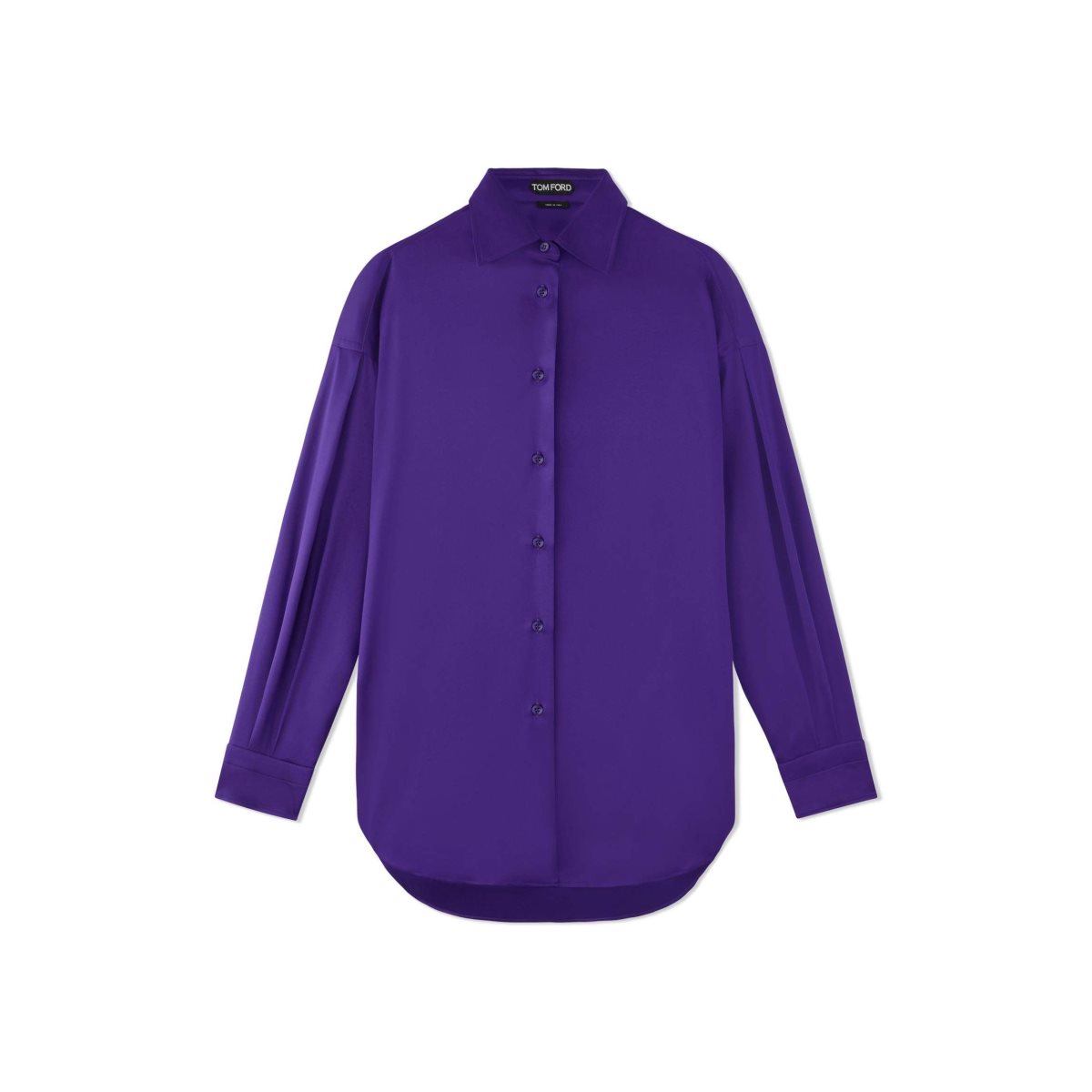 Tom Ford Stretch Silk Satin Relaxed Fit Shirt Blast Dam Amethyst | 382ISTFMY