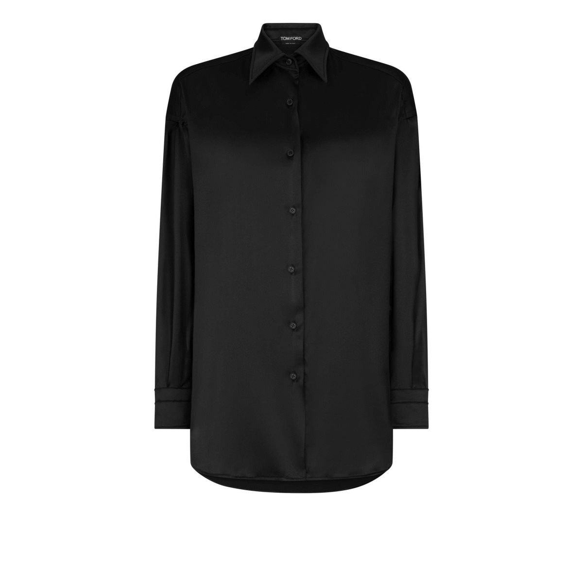 Tom Ford Stretch Silk Satin Relaxed Fit Shirt Blast Dam Svarta | 985YCRLKJ