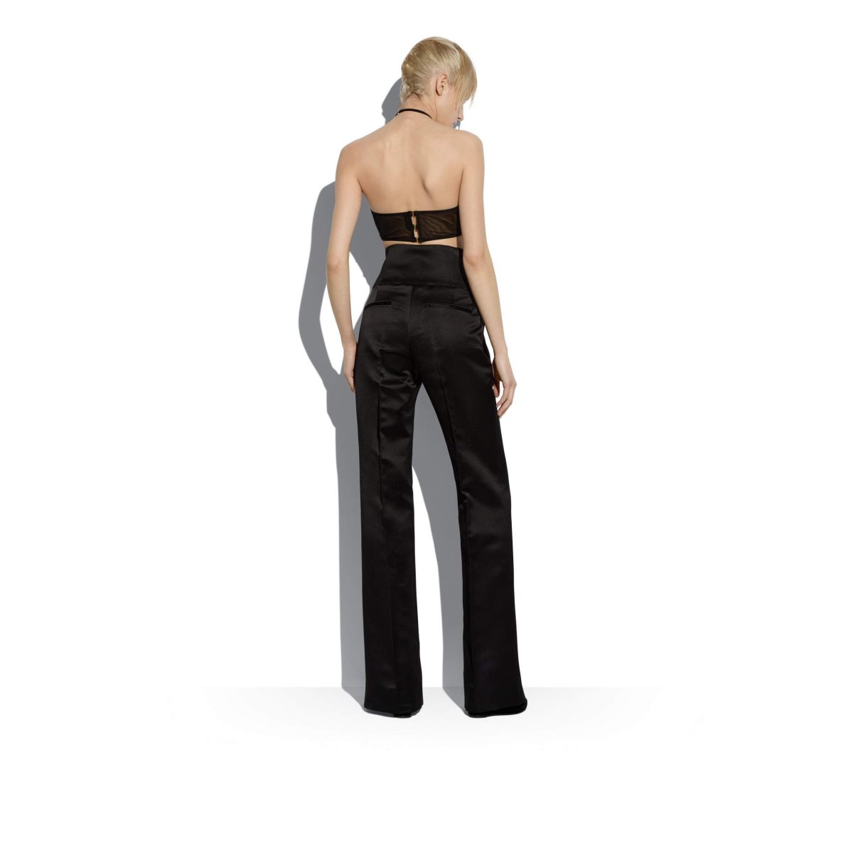 Tom Ford Stretch Tulle Halter Crop Blast Dam Svarta | 270QZPVCS