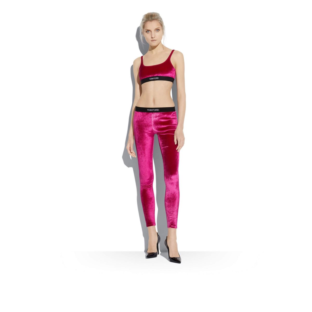 Tom Ford Stretch Velvet Signature Leggings Byxor Dam Raspberry | 256PBHWYJ