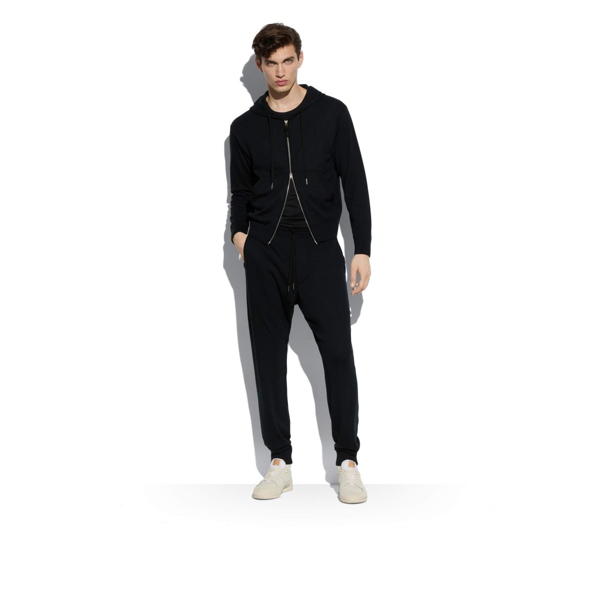 Tom Ford Superfine Merino Hoodie Stickat Herr Svarta | 460DGEIMX