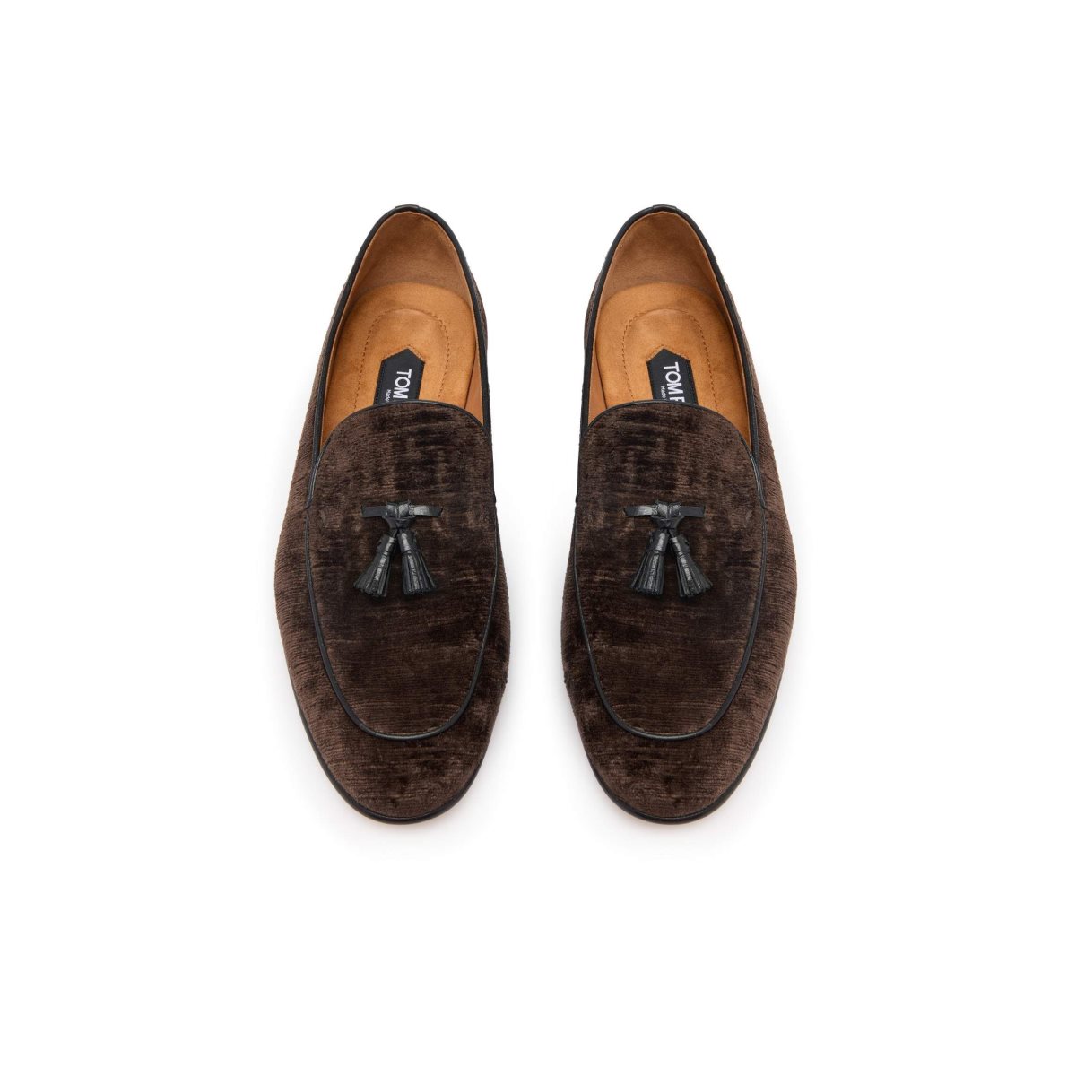 Tom Ford Textured Velvet Liam Tassel Loafers Herr Choklad | 824XIBSTA