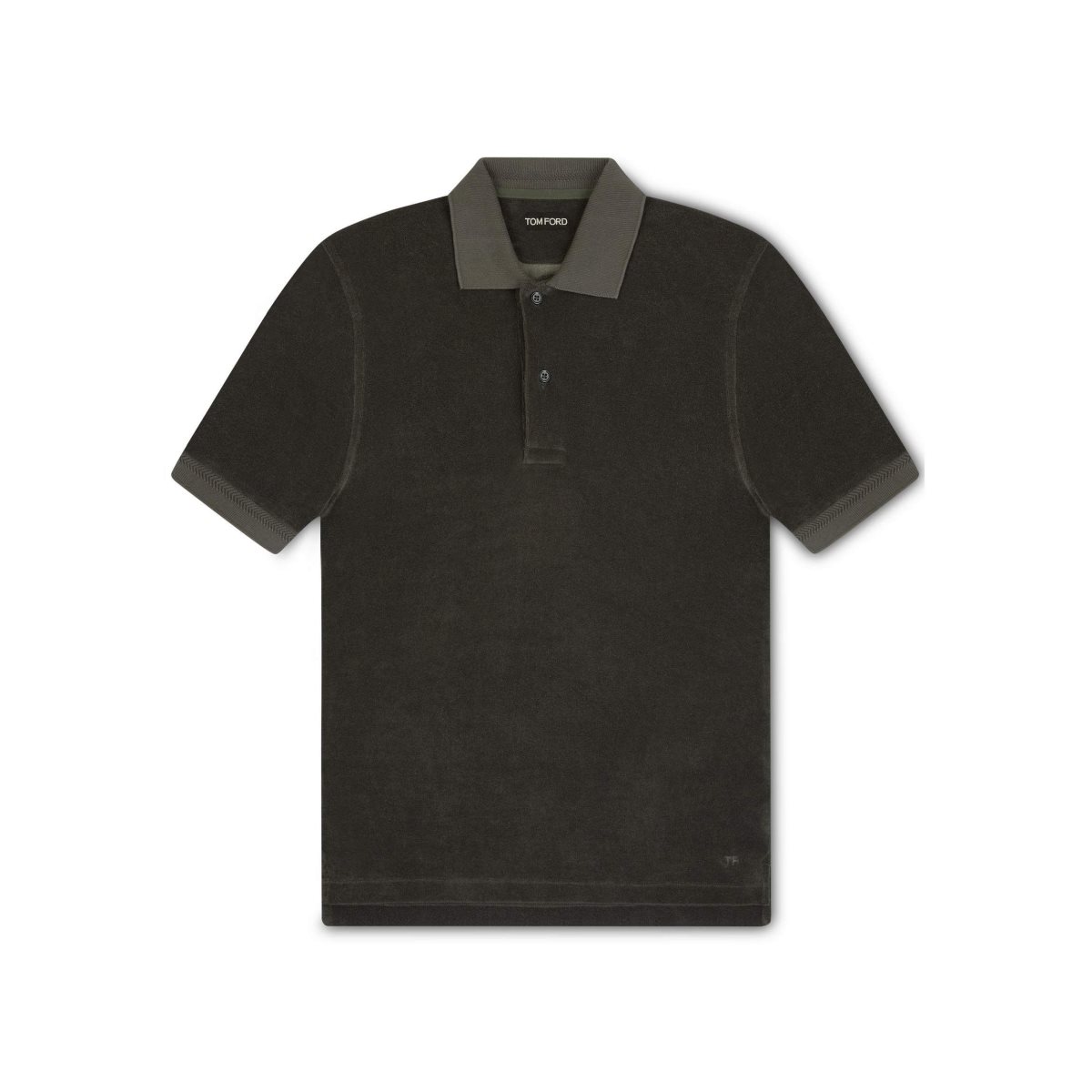 Tom Ford Towelling Polo Stickat Herr Mörkolivgröna | 201TFNVPQ