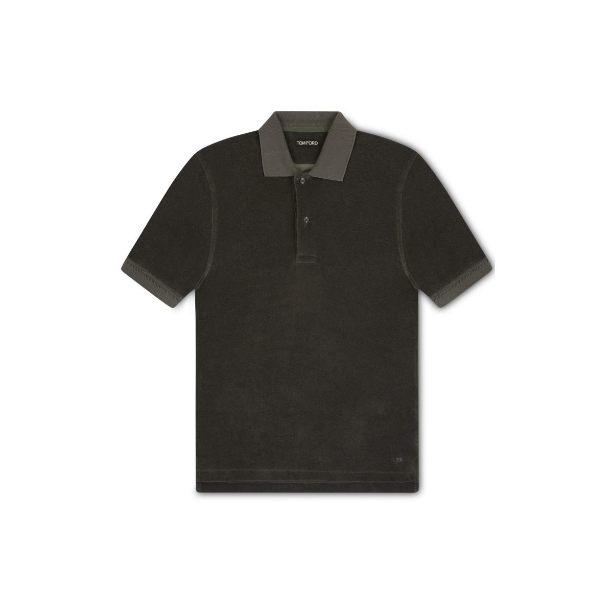 Tom Ford Towelling Polo Stickat Herr Olivgröna | 426ZGIMVC