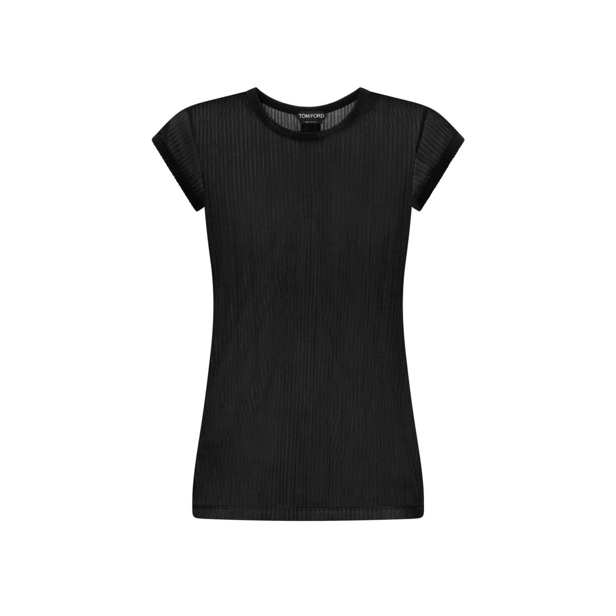 Tom Ford Transparent Rib Jersey Fitted T-shirt Blast Dam Svarta | 048MFTIOK