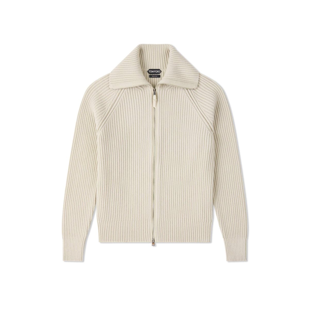 Tom Ford Ull Cashmere Full Zip Stickat Herr Vita | 417FISUKA