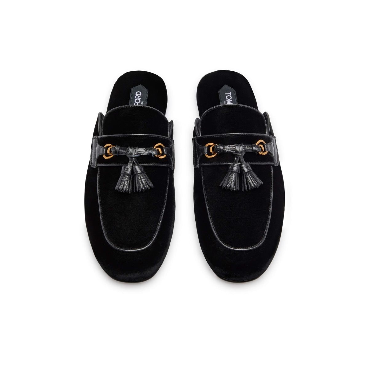 Tom Ford Velvet Stephan Shearling Tofflor Loafers Herr Svarta | 468OZLHPQ