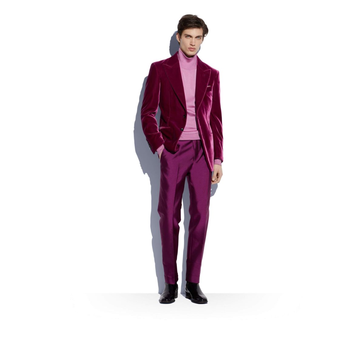 Tom Ford Viscose Fluid Velvet Cooper Jacka Herr Magenta | 819VWANOU