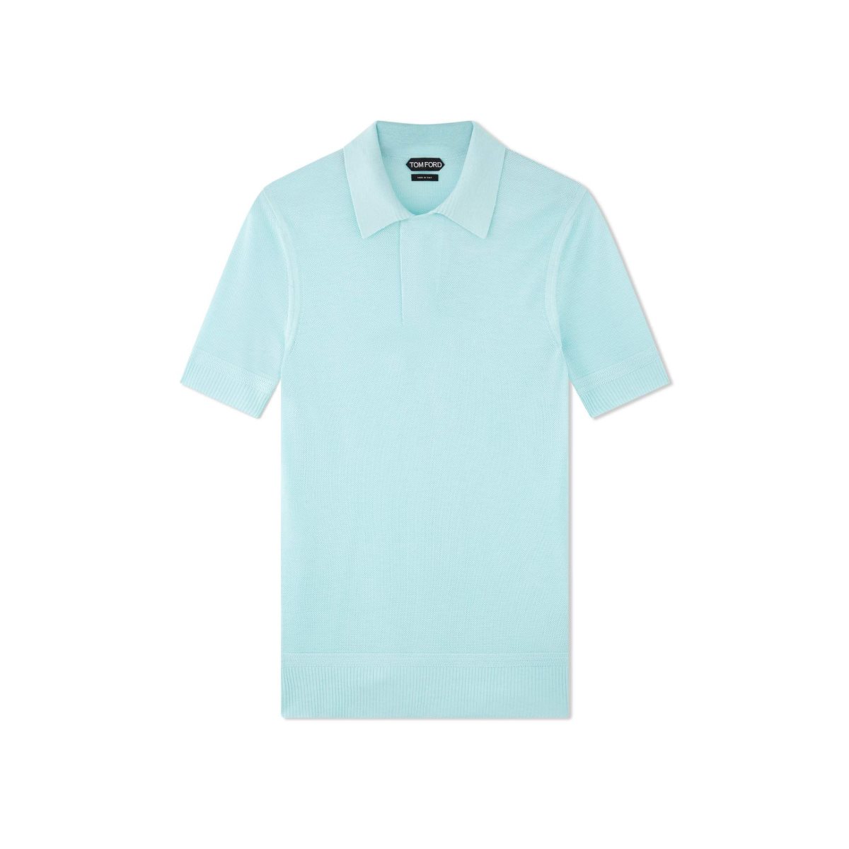 Tom Ford Viscose Silk Micro Texture Polo Stickat Herr Blå | 087VCXNSY