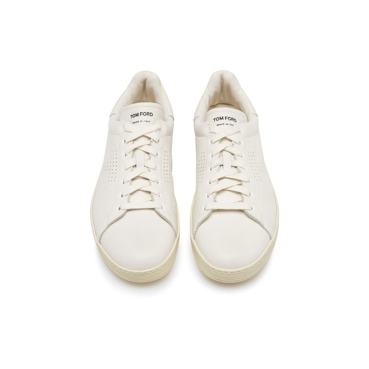 Tom Ford Warwick Grained Läder Sneakers Herr Vita | 573EWXJZF