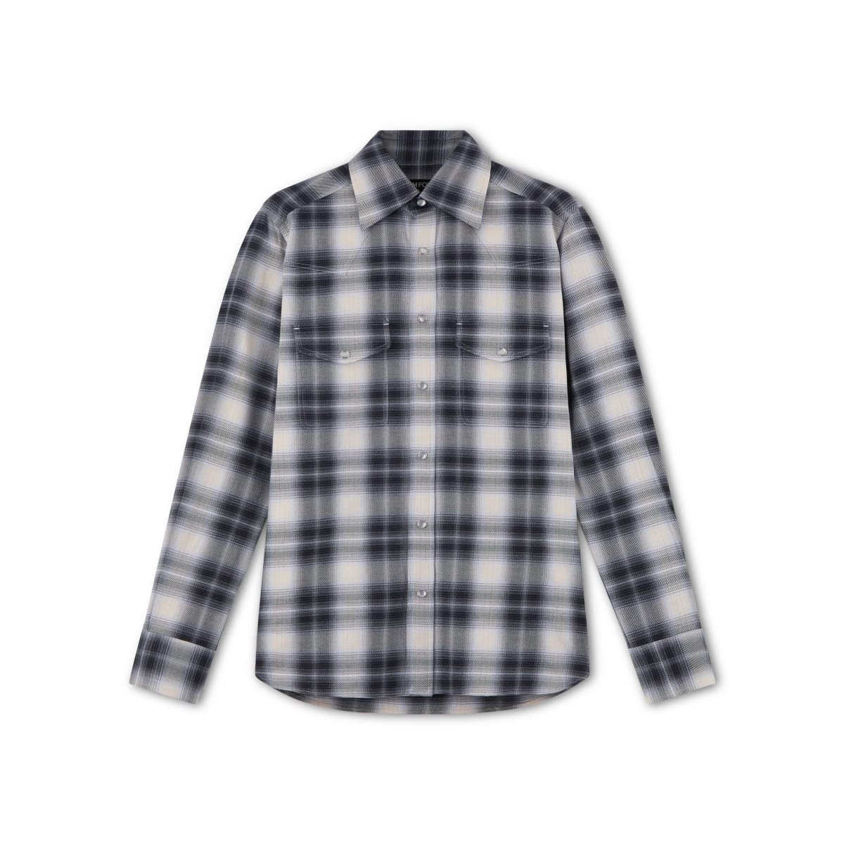 Tom Ford Washed Cowboy Check Slim Fit Skjorta Herr Grå | 487AUTGPE