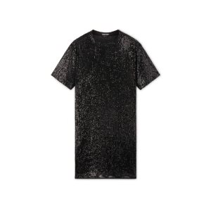 Tom Ford All Over Sequins Mini T-shirt Klänning Dam Svarta | 290QDVOXW