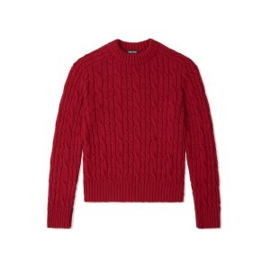 Tom Ford Baby Alpaca Cable Crew Neck Stickat Herr Poppy | 826WAYQUB