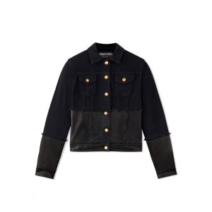 Tom Ford Bekvämlighet Denim & New Plonge Jean Jacket Ytterkläder Dam Svarta | 274KWBPUX