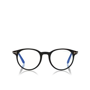 Tom Ford Blue Block Round Shape Optisk Herr Svarta | 617QGALWS