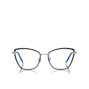 Tom Ford Blue Block Soft Cat Eye Optisk Dam Svarta | 107YKWLCD