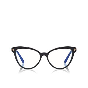 Tom Ford Blue Block Soft Cat Eye Optisk Dam Svarta | 261NBYERF