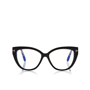 Tom Ford Blue Block Soft Cat Eye Optisk Dam Svarta Bruna | 289FVAZNC